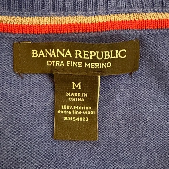 Banana Republic Men's Blue 100% Extra Fine Merino Wool Sweater - Picture 5 of 7